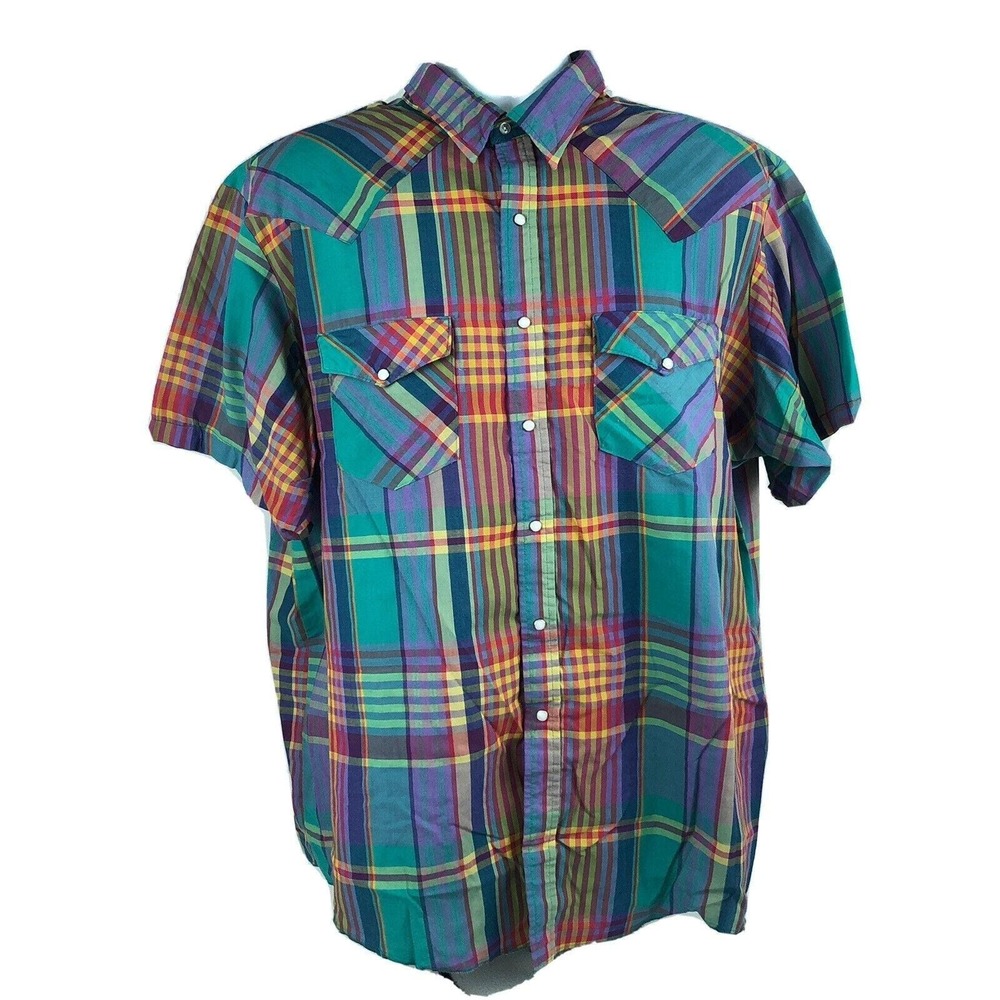 Saddlebrook Western Cowboy Shirt Size 2XL Pearl‎ Snaps Vintage 90s Rodeo Rancher